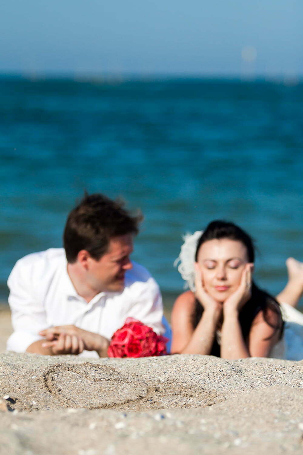 buchet mireasa pe plaja